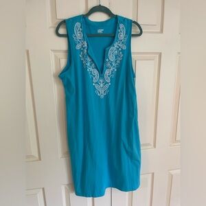 Land's End Dress Cotton V-Neck Dress Pockets SZ XL